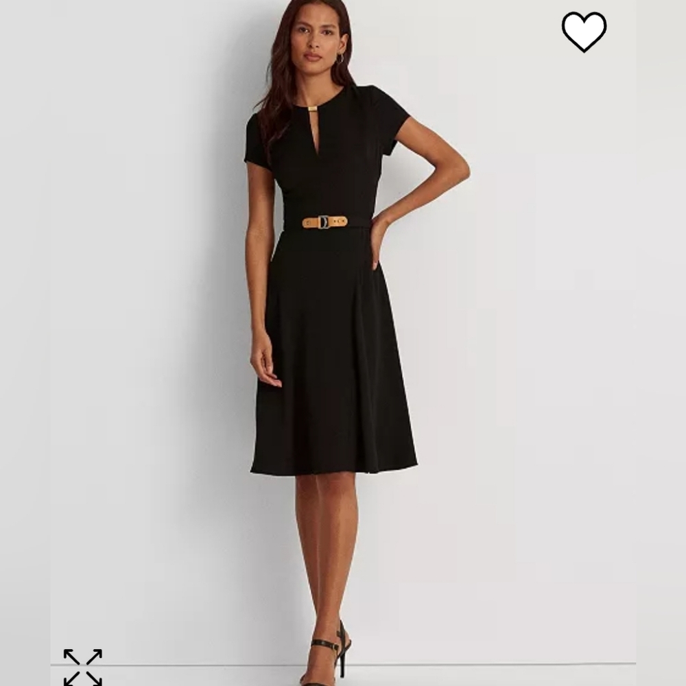 EUC LAUREN RALPH LAUREN - Belted Georgette Dress - Hunter Green